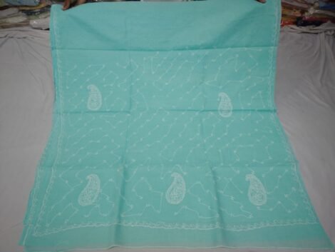 LCF LUCKNOW CHIKAN  SAREE (LIGHT FEROZI)