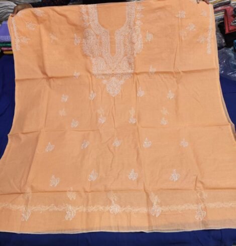 LCF LUCKNOW CHIKAN VOIL COTTON DRESS MATERIAL (ORANGE)