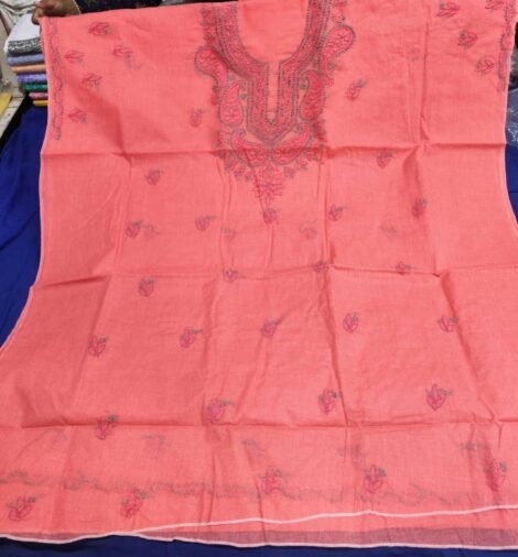 LCF LUCKNOW CHIKAN VOIL COTTON DRESS MATERIAL (RED)